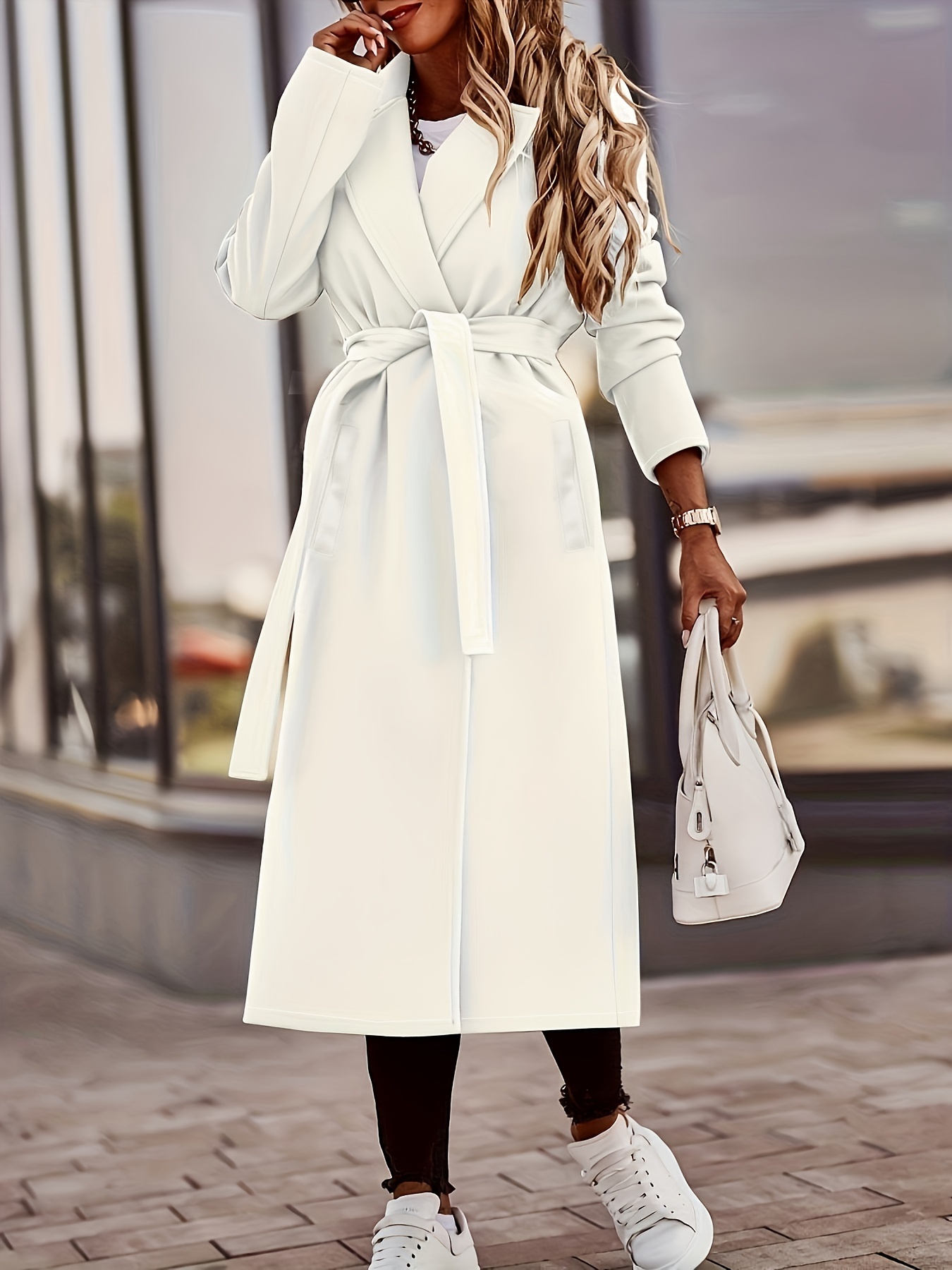 Long lapel women's clearance coat