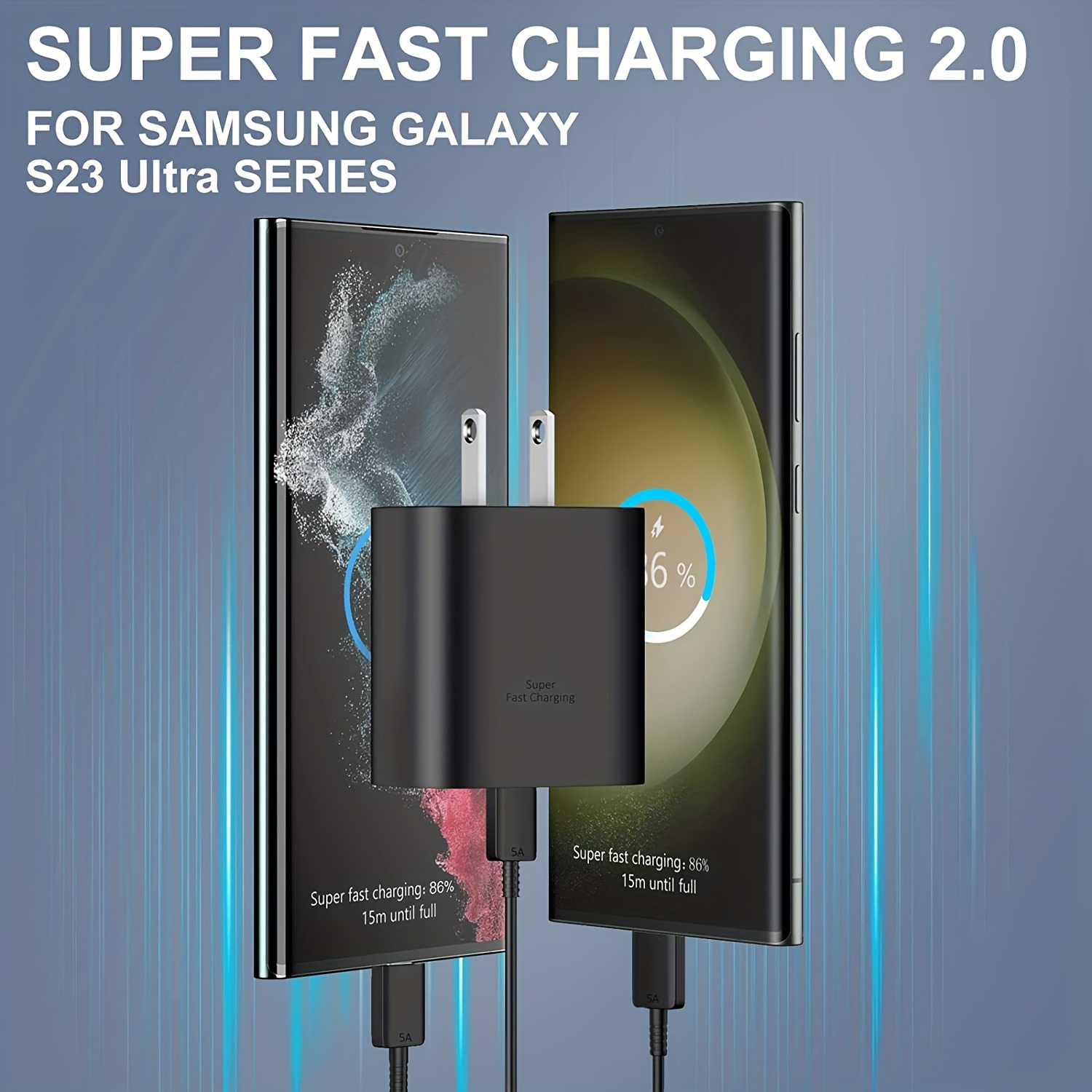 Cargador ultra S23 ultra rápido tipo C con cable USB-C de 5 pies compatible  con cargador Samsung de carga rápida para Galaxy S23 Ultra/S23/S23+/S22