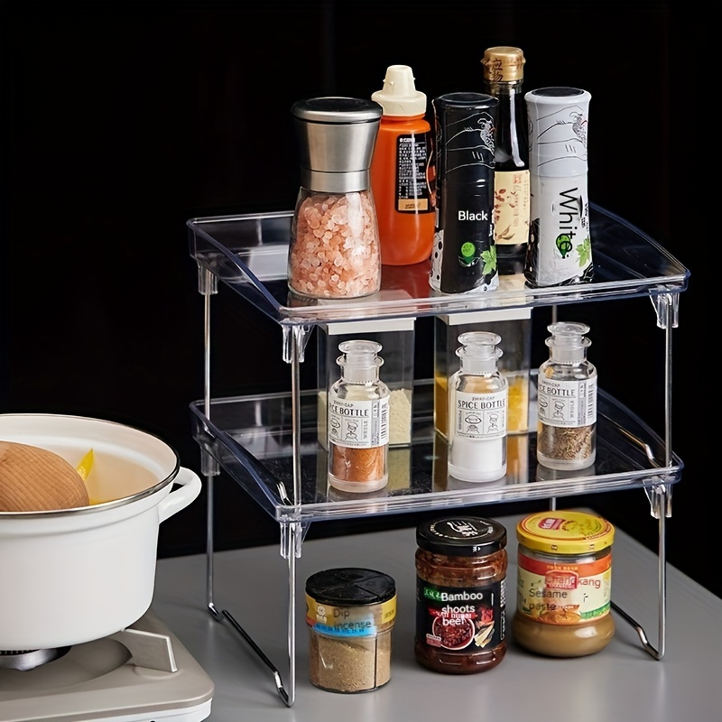 1pc Spice Racks Retractable Kitchen Shelf Countertop Cabinet Divider Layered Shelf Seasoning Storage Artifact Inside The Cabinet Desktop Small She