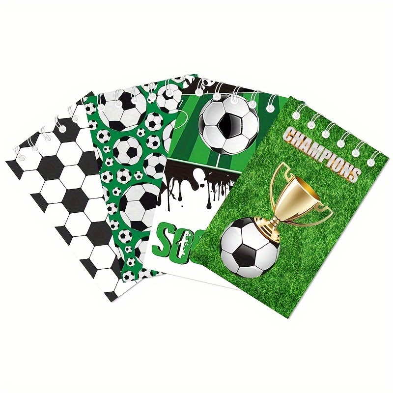 8 Pack Soccer Notebook Spiral Pocket Notepads For Party,soccer Theme Birthday Party Supplies