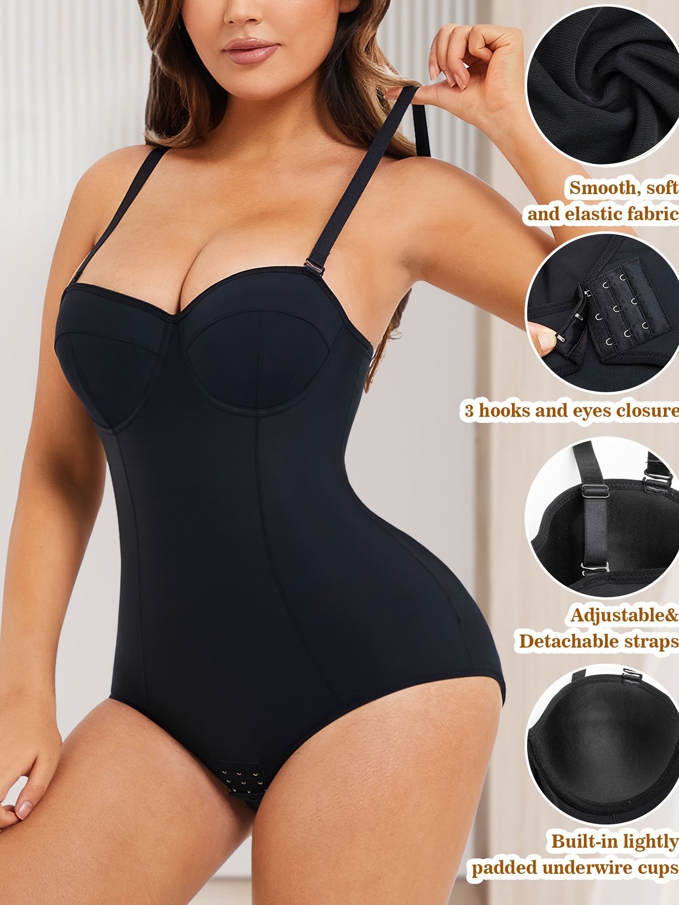  Shapewear Bodysuit with Built in Bra for Women Sleeveless Tummy  Control Spaghetti Strap Padded Body Suits Tops Body Shaper : Clothing,  Shoes & Jewelry