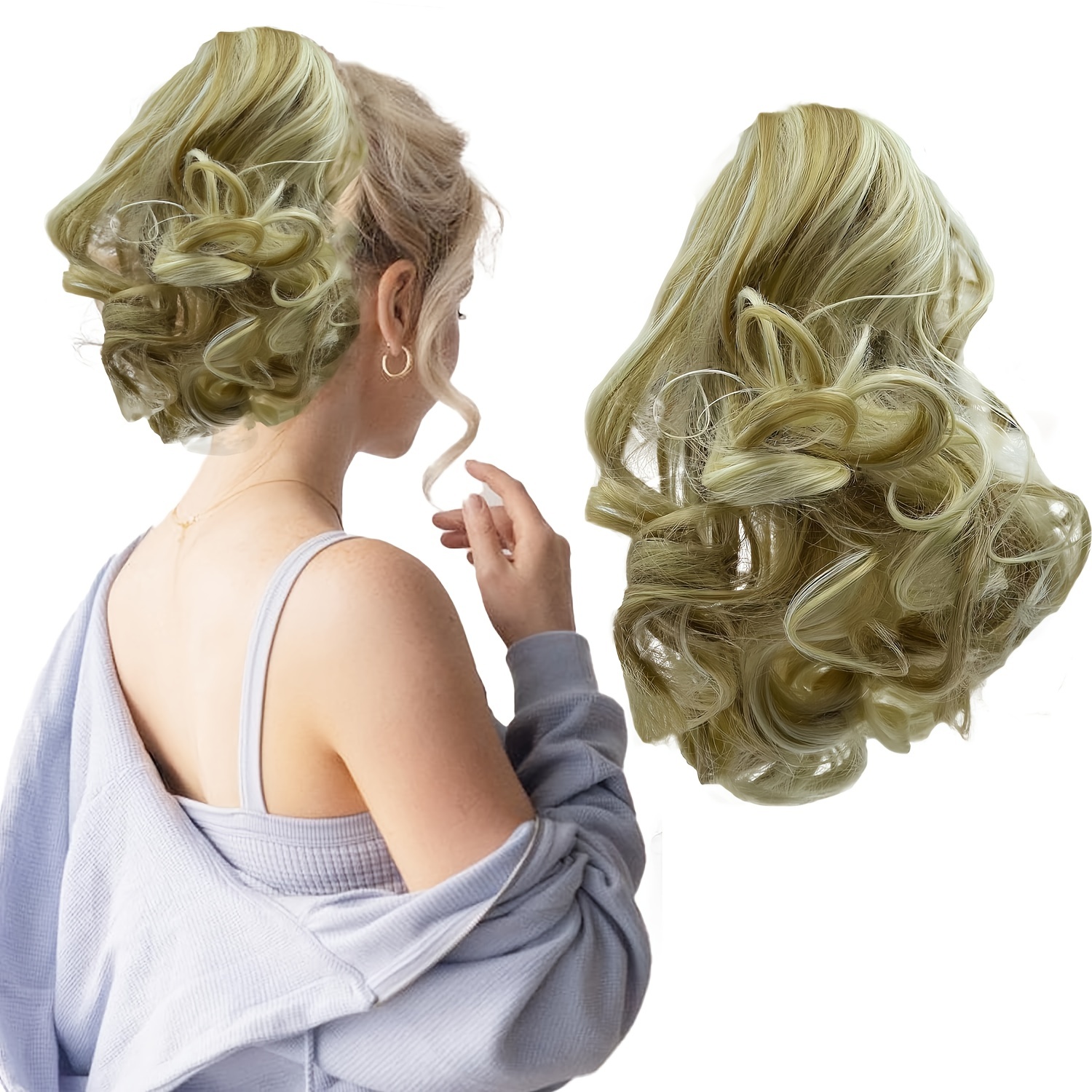 Short Ponytail Extension Loose Curly Wavy Claw Clip Hair Extensions