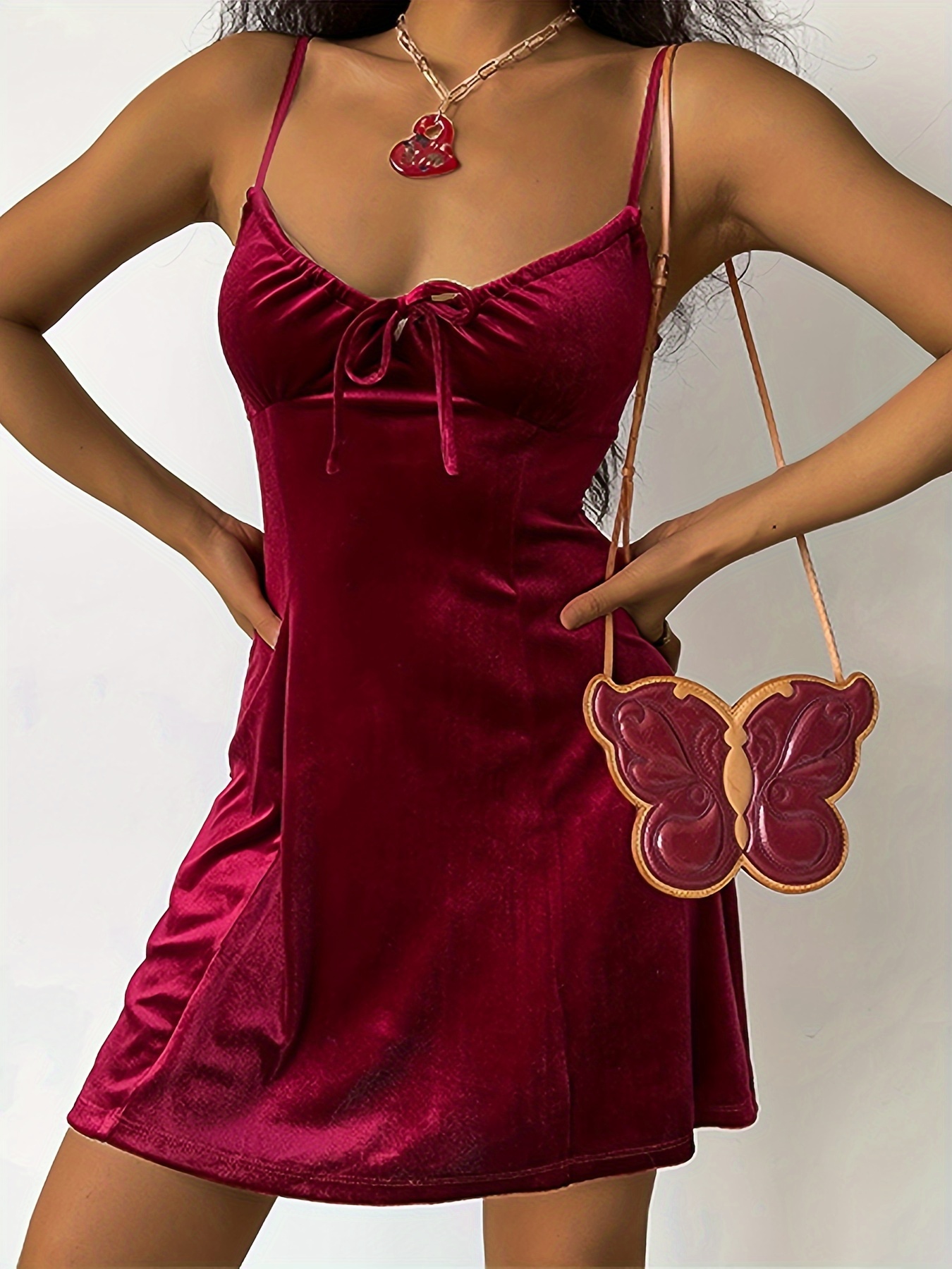 Sexy Spaghetti Strap Slit Dress, Sleeveless Square Neck Solid Backless  Strap Midi Dresses, Women's Clothing