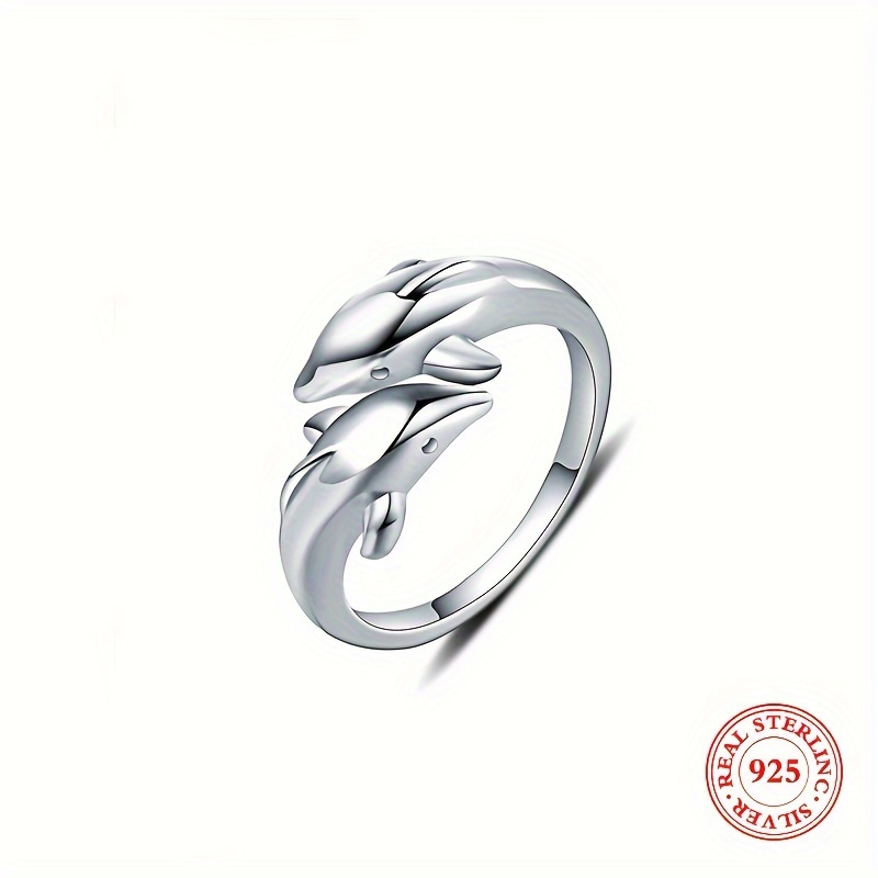 

1pc 925 Sterling Silver Wrap Ring Cute Dolphin Design High Quality Jewelry Suitable For Men And Women Match Daily Outfits Gift For Family