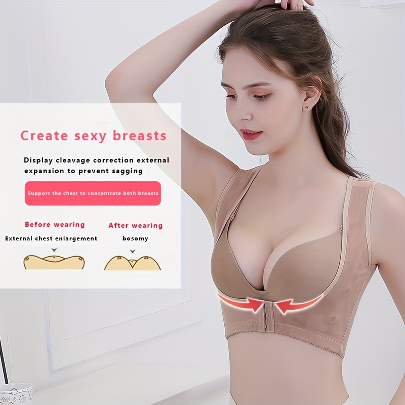 Women Figure Back Posture Corrector Hunchback Relief Humpback Correction  Brace Chest Bra Support for Woman - Size XL(Skin-Color)