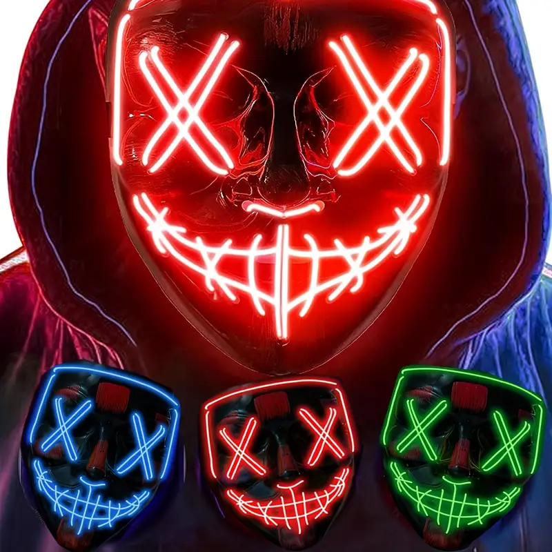 Halloween Led Mask With 3 Modes Glowing Scary Led Mask - Temu