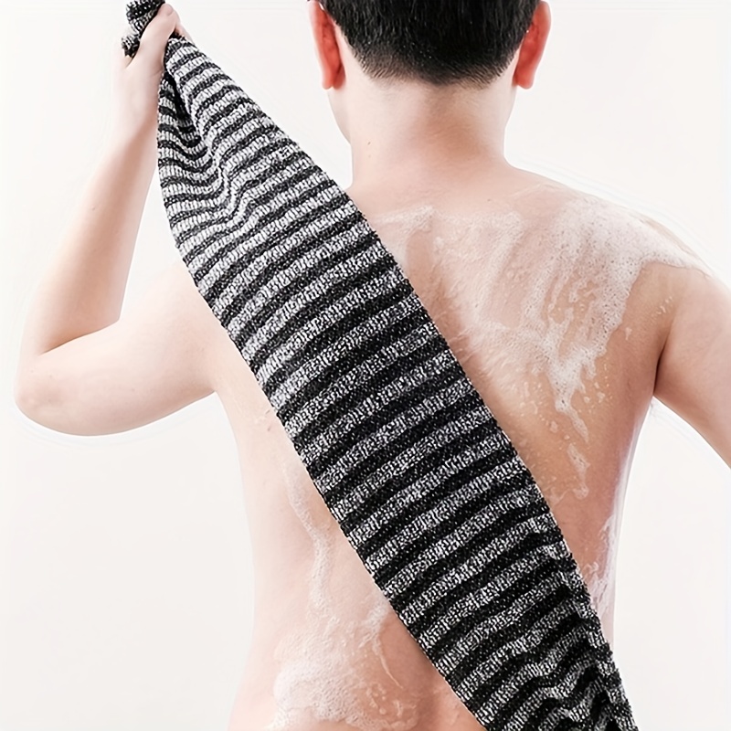

1pc Exfoliating Back Bath Scrub Washcloth Strap Towel, Double Side Bath Wash Towel Body Sponge Loofah Towel, Exfoliating Body Scrub Back Scrubber For Shower