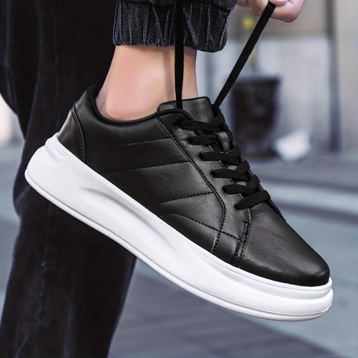 Men's Platform Sneakers Lace-Up Comfortable Shoes