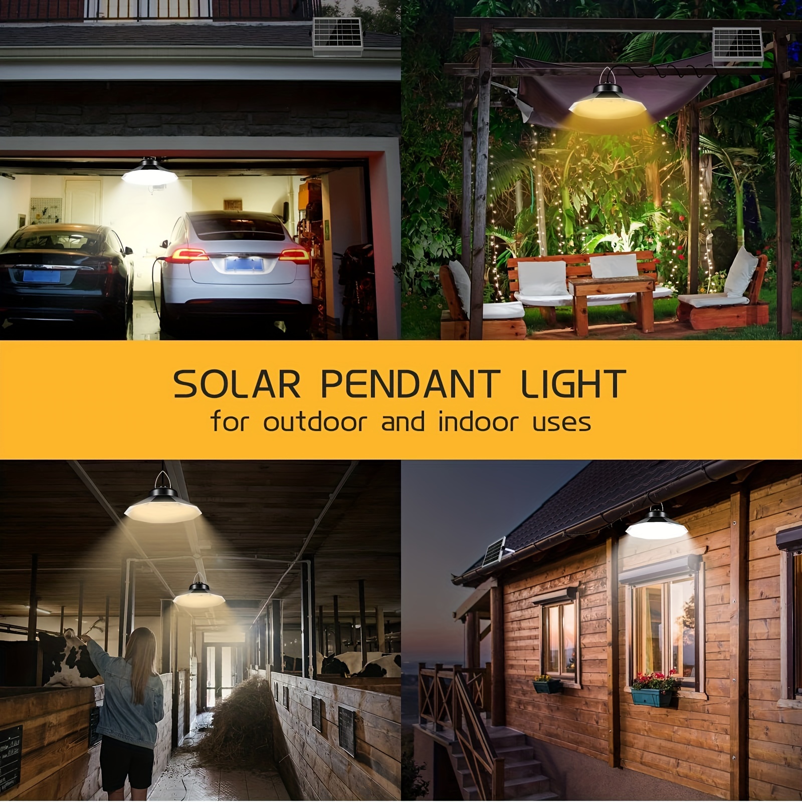 Lampe Solaire Extérieur Jardin,Lumières de hangar sensibles à l'énergie  solaire suspendues extérieures à LED
