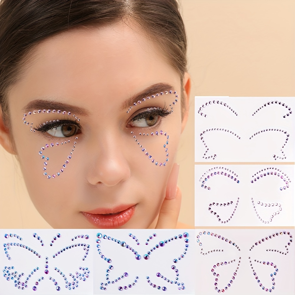 Shiny Rhinestones Makeup 3D Diamond Eyebrow Sticker Face Jewelry