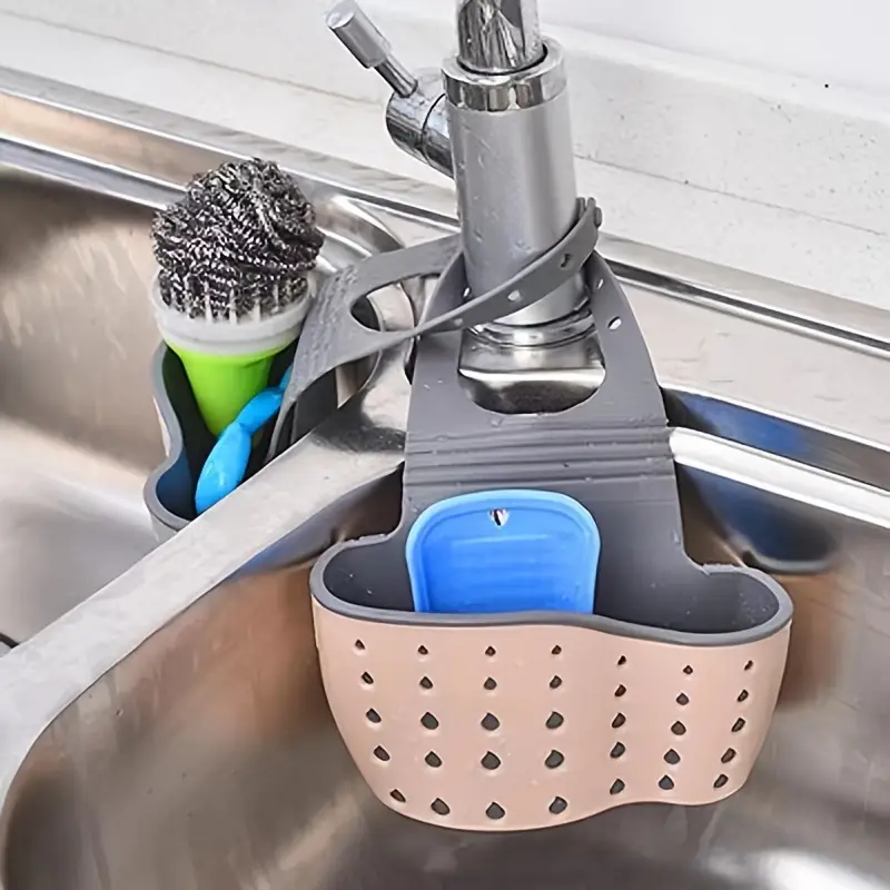 Multifunctional Silicone Sink Sponge Rack With Adjustable Shoulder