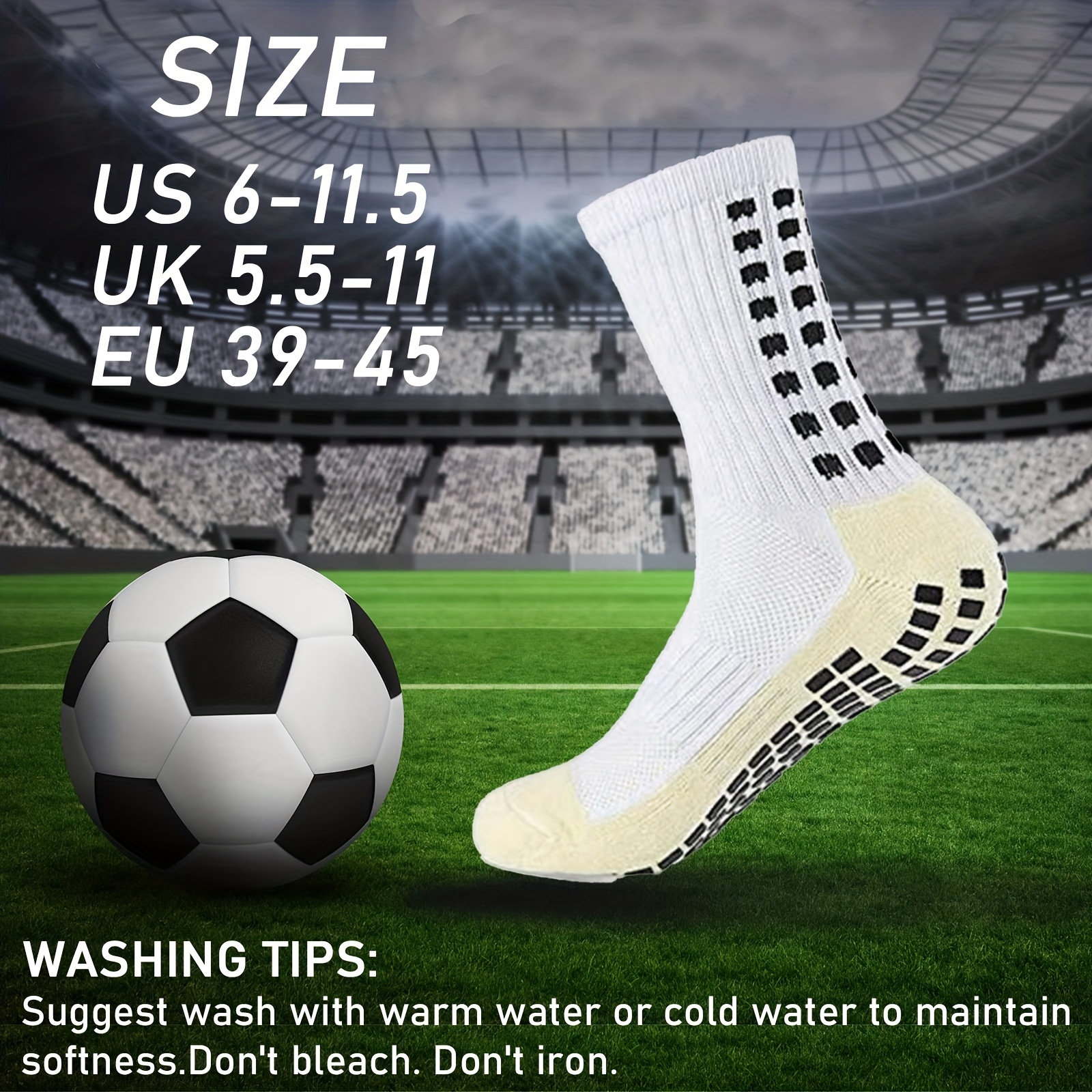 1 Pairs Non Slip Sport Soccer Socks,unisex Athletic Sports Grip Socks Anti  Slip Football/basketball/hockey Socks With Rubber Dots For Men & Women