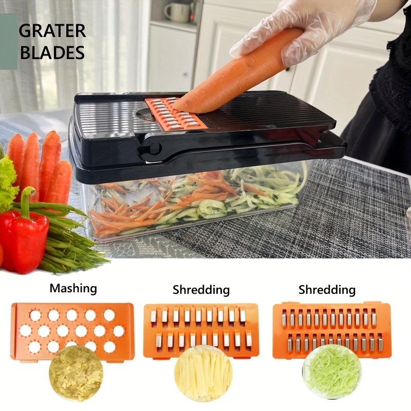 Vegetable Chopper, Multi-functional Vegetable Cutter, Handle Food Grater,  Fruit Slicer With Container, Onion Mincer, Chopper With Multiple  Interchangeable Blades, Household Potato Shredder, Kitchen Gadgets, Back To  School Supplies - Temu