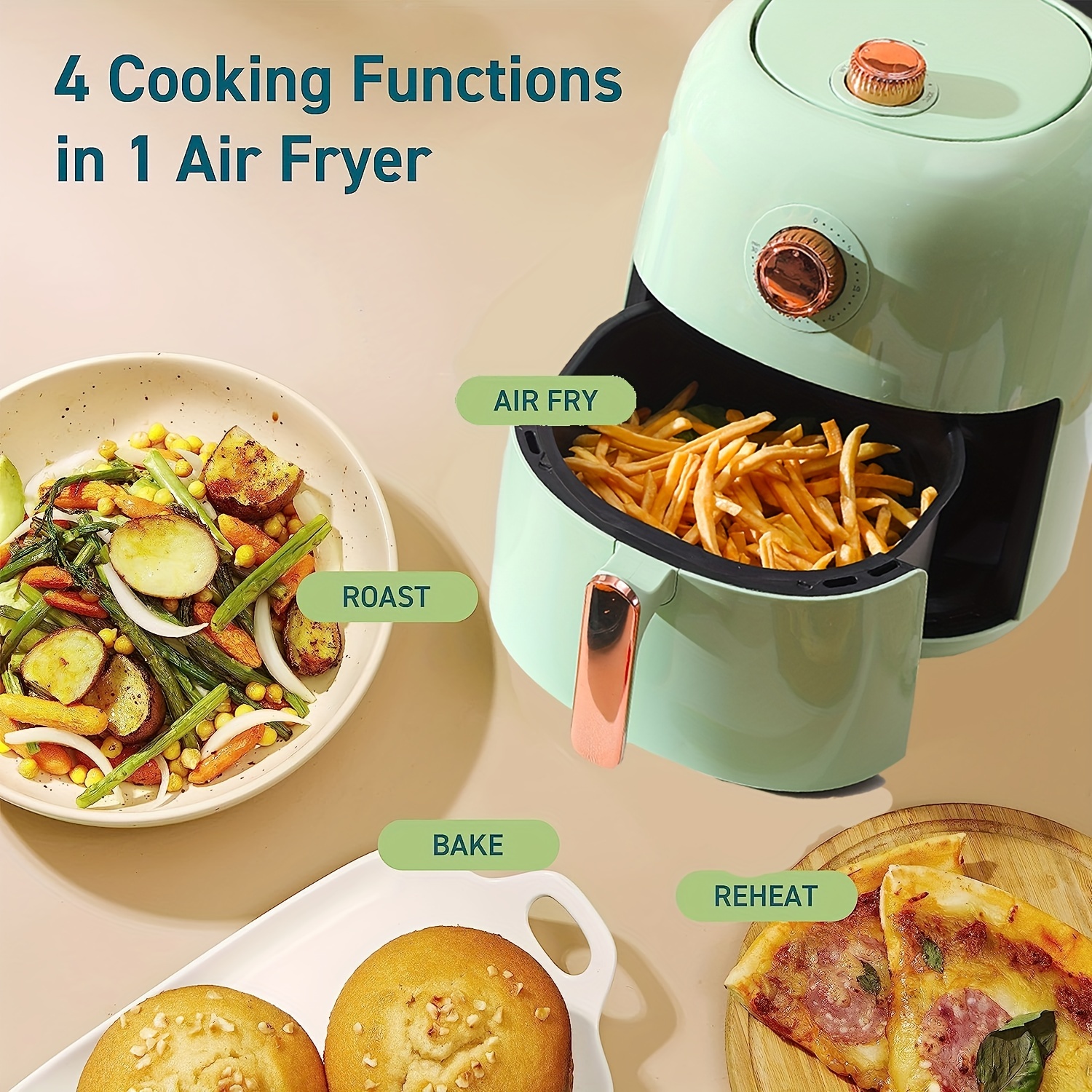 1pc Visual Air Fryer, 1.19gal Air Fryer Oven, Smart Cooking Program, Large  Capacity Multi-function Electric Fryer, Household Electronic Touch Control