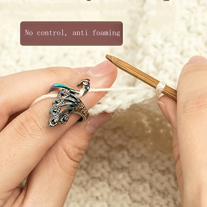 Adjustable Crochet or Knitting Ring. Peacock Crochet or Knitting