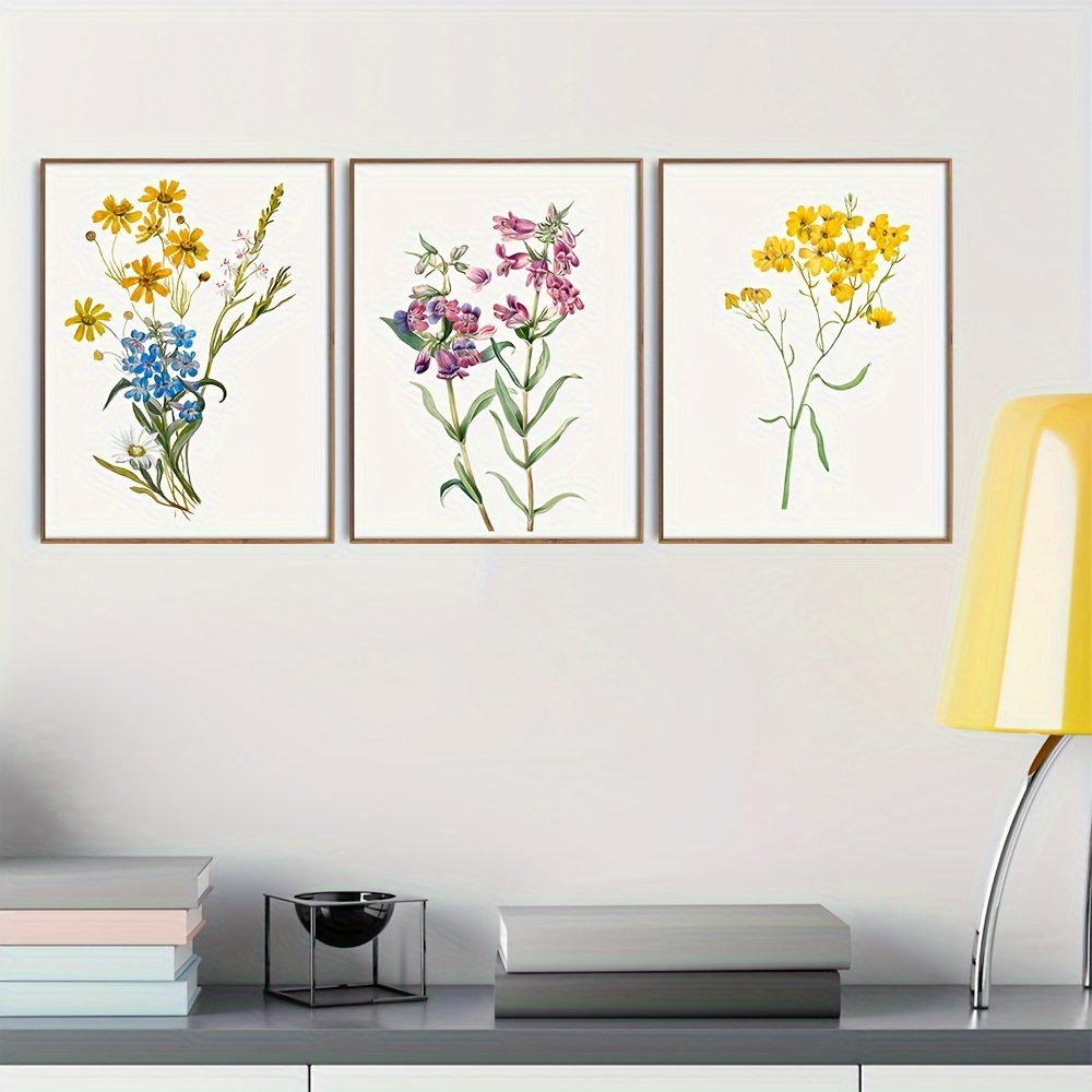 Flowers and Ink Abstract Flower Painting Floral Wall Art Wildflower Decor  Wildflower Nursery Decor Greenery Wall Art Living Room Wall Decor 