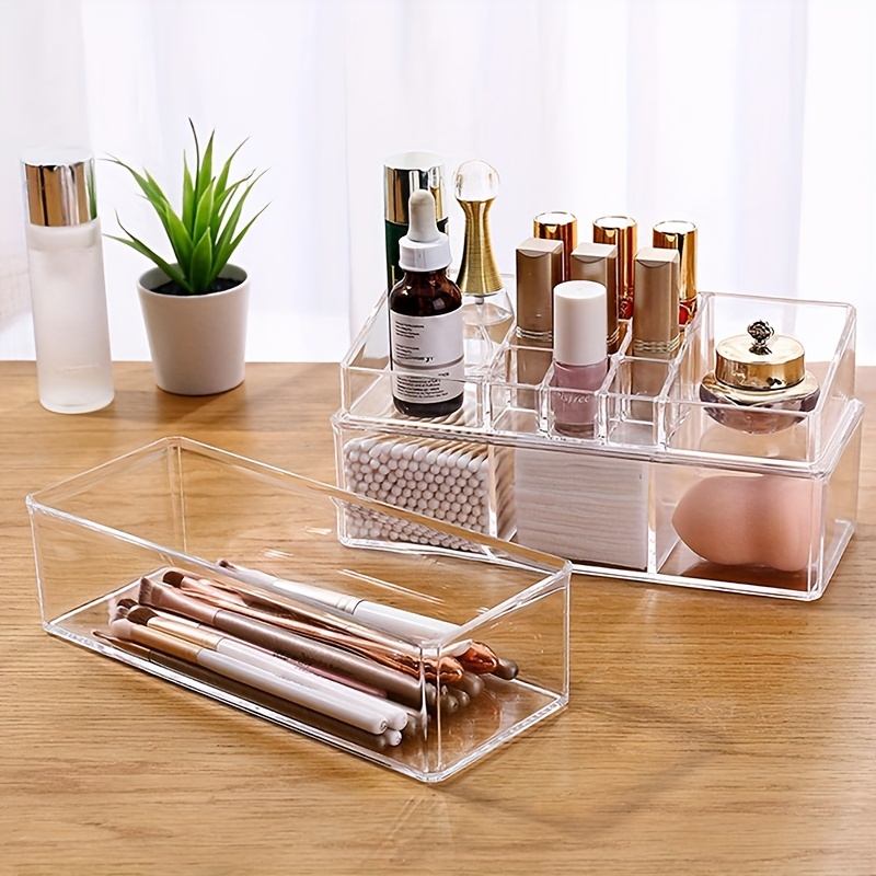 Stackable Desktop Storage Box Cosmetics Makeup Organizer - Temu