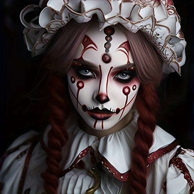 Scary Clown Makeup Black White Red Face Body Paint Cream with