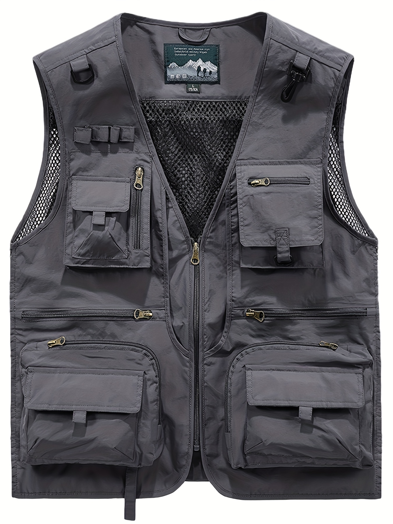 Wreesh Mens Cargo Vest Jacket Quick Drying Hiking Vest Breathable Mesh Work Vest Fishing Vests with Multi Pockets Black B, Men's, Size: Large