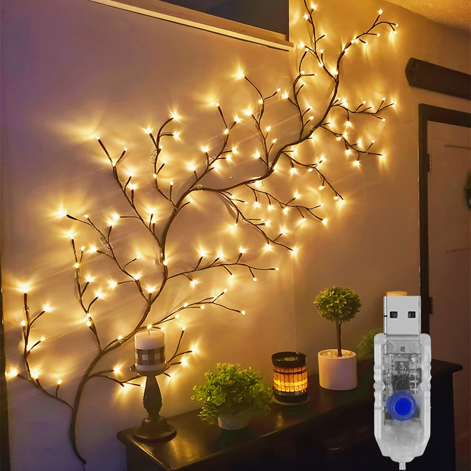 96led Tree Branch Light For Desktop Wall Decoration 8 Modes - Temu