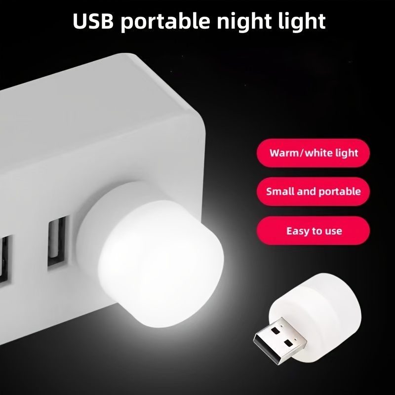 Lámpara de enchufe USB para computadora, carga de energía móvil USB pequeño  libro lámparas LED protección ocular luz de lectura pequeña redonda luz