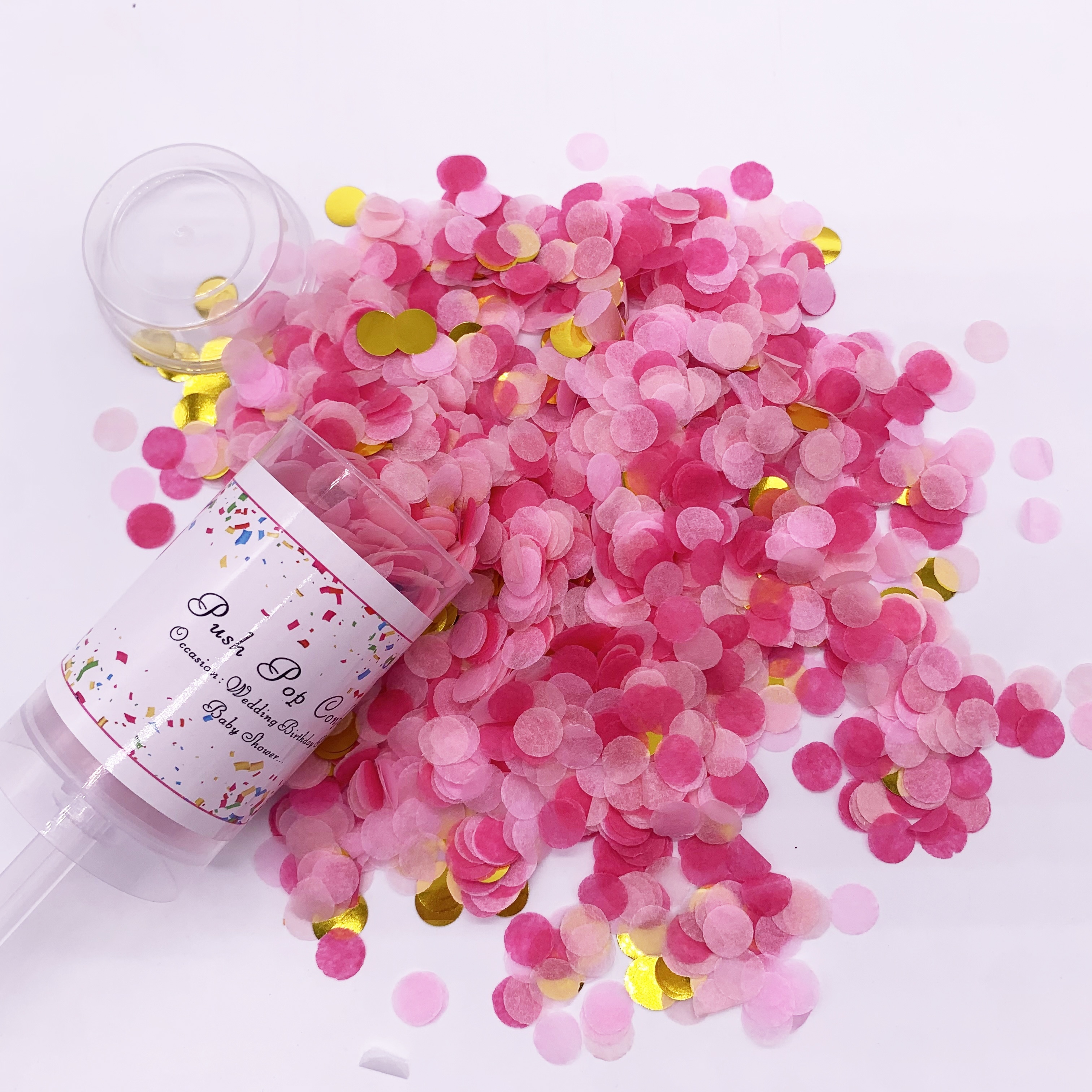 Canon à confettis rose/fuchsia-Push pop - Décorations Anniversaire