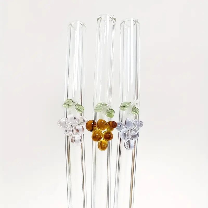 Grape Decor Glass Straw, Cute Kawaii Fruit Straw, Reusable