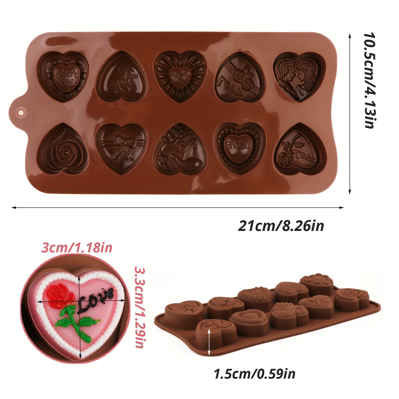 10 Holes English Letter Heart Shaped Silicone Mold Valentine's Day Heart  Mold Chocolate Gummy Mould Silicone