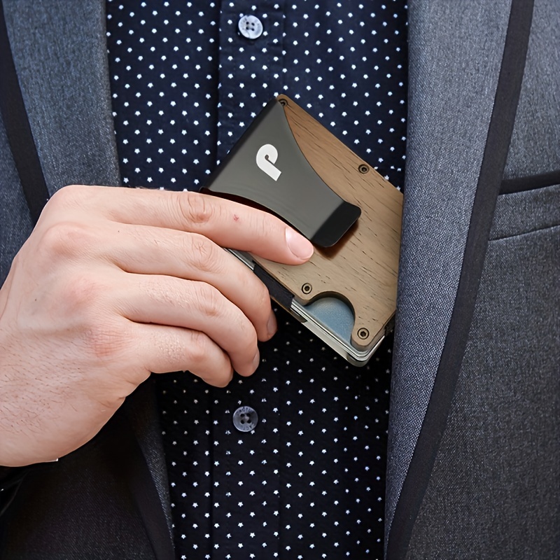 minimalista para hombres tarjetero de aluminio clip para