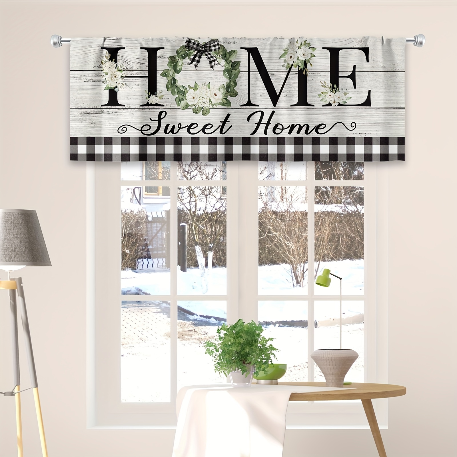 Farmhouse Kitchen Curtains Black And White Buffalo Plaid - Temu