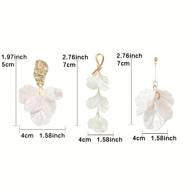 White Cracked Shell Flower Petal Earrings