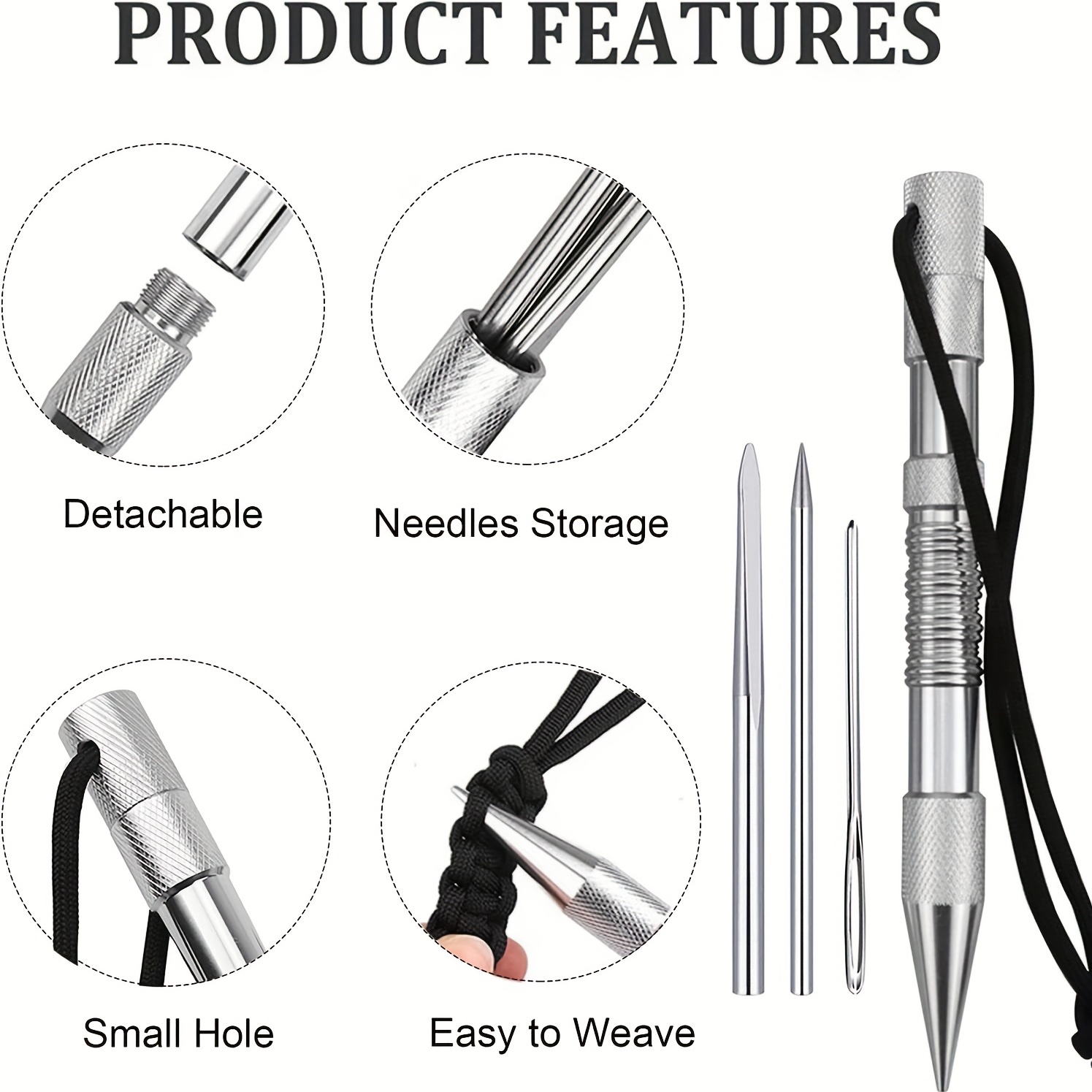 WILDAIR Paracord Marlin Spike-Pro Knotter Tools Lacing Needles Paracord  Tools DIY Weaving Lacing Stitching Needles and Smoothing Tool for Paracord