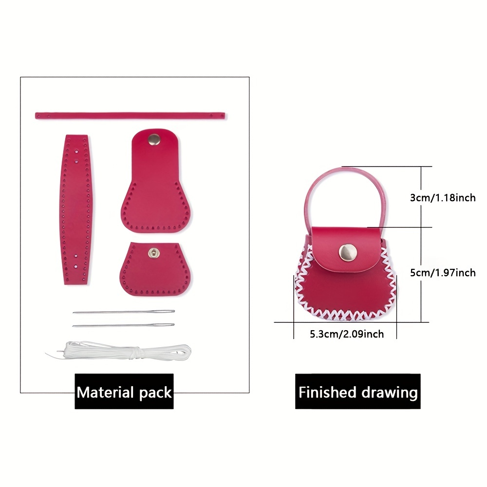 Kit de costura, bolsa de cuero para mujer, bolsa de material para  manualidades, fácil de coser, bonito bolso, llavero de costura hecho a mano  de cuero