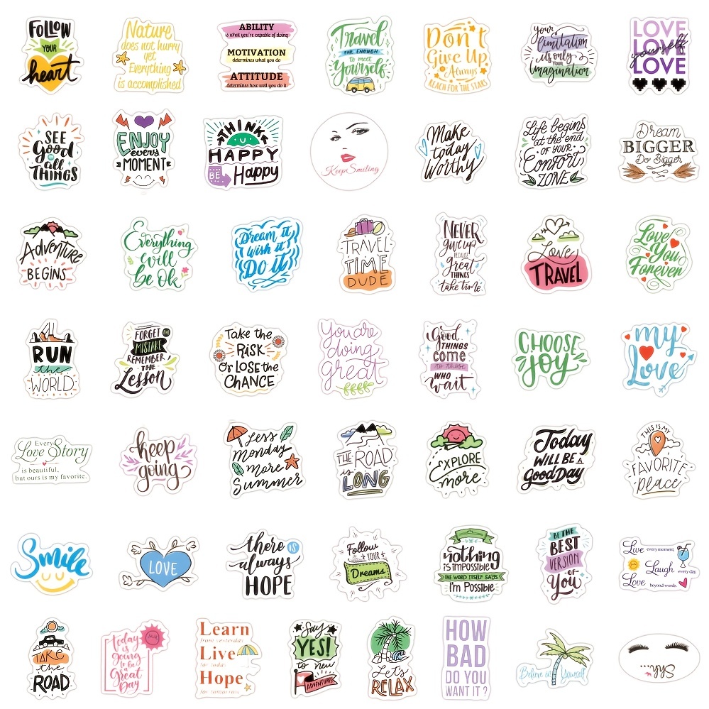 100 Pcs Inspirational Words Stickers for Water Bottles, Motivational Quote  Stickers, Vinyl Waterproof Stickers for Laptop Skateboard Luggage Computers