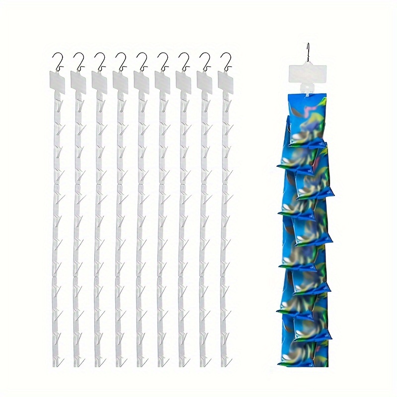 

10pcs Plastic Hanging Strips Merchandise Display Hooks Clips Strips Snack Supermarket Hanging Strips Commodity Retail Storage Strips