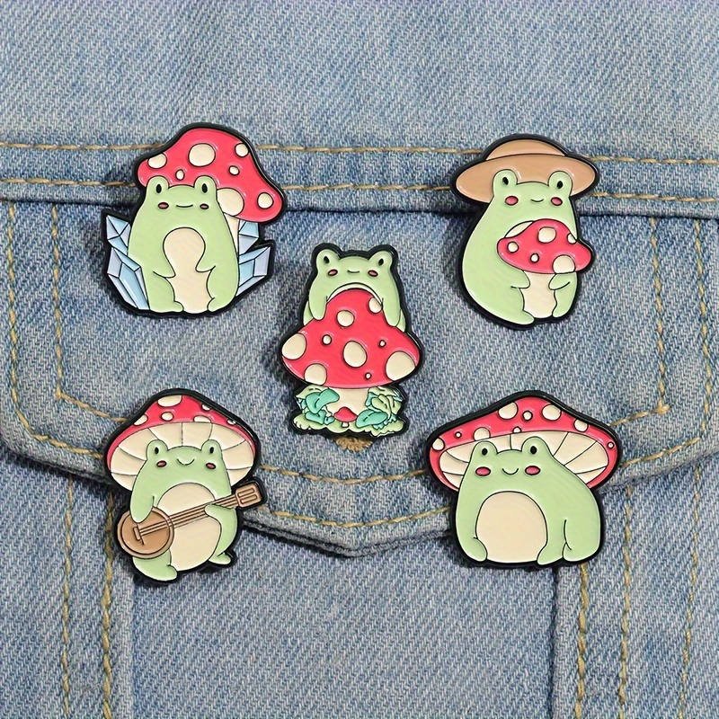  Cute Mushroom Frog Enamel Tiger Animal Pin Brooches  Sets,Cartoon Lapel Badge Funny Button Cat Pins Jewelry for Backpack Cloths  Hats Decorations (Frog mushroom) : Arts, Crafts & Sewing