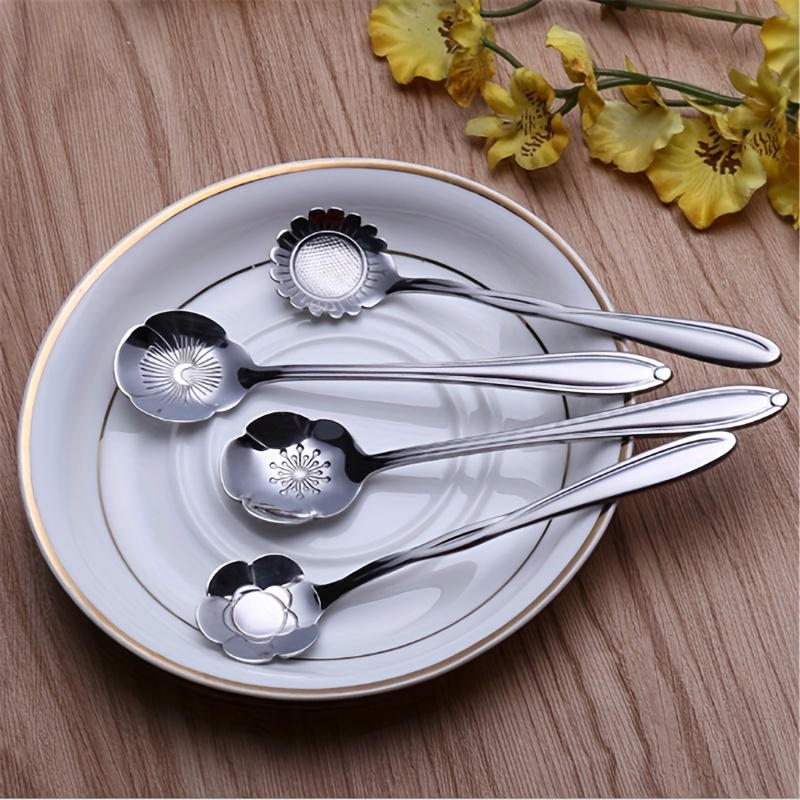 4 Pc Stainless Steel Coffee Spoons Guitar Silver Teaspoons Mini Retro – M &  I