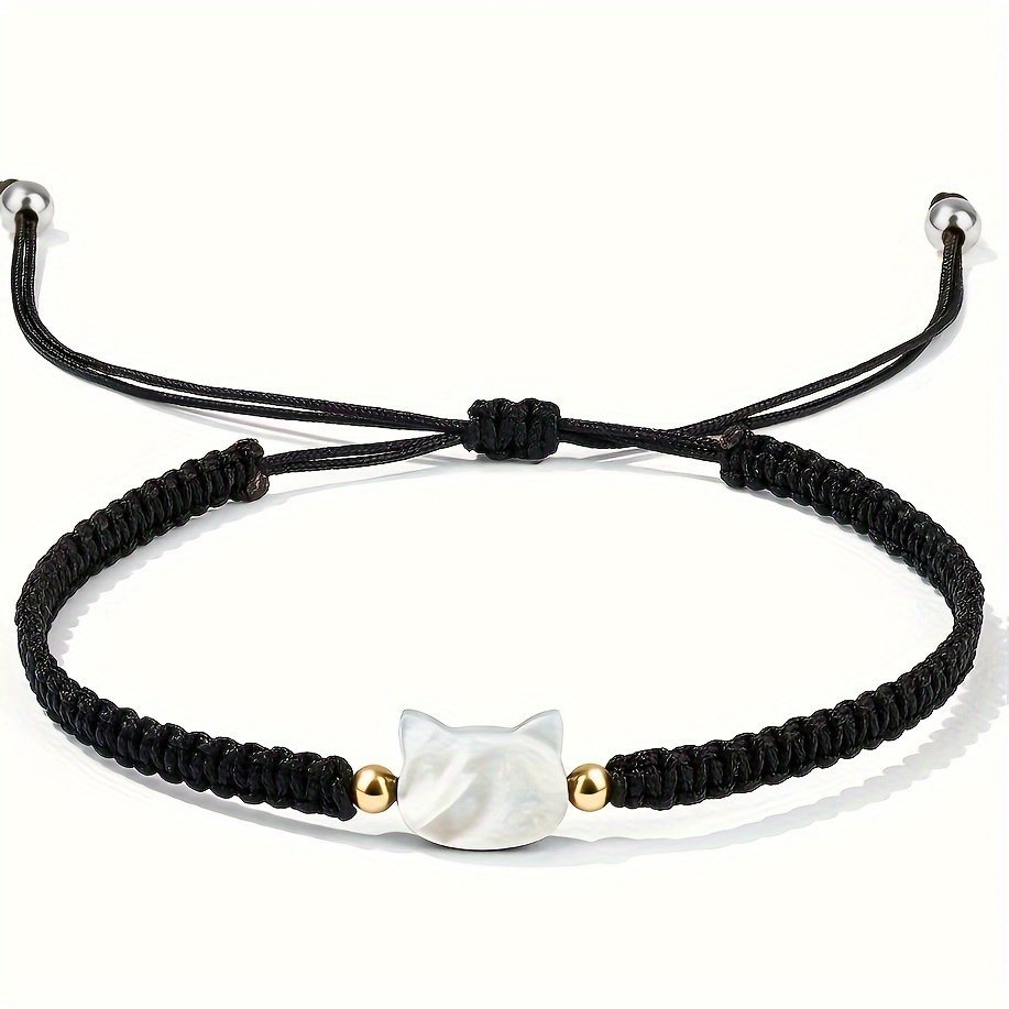 Bracelet Tress Chat Noir Blanc Joli Bracelet Style Couple Temu