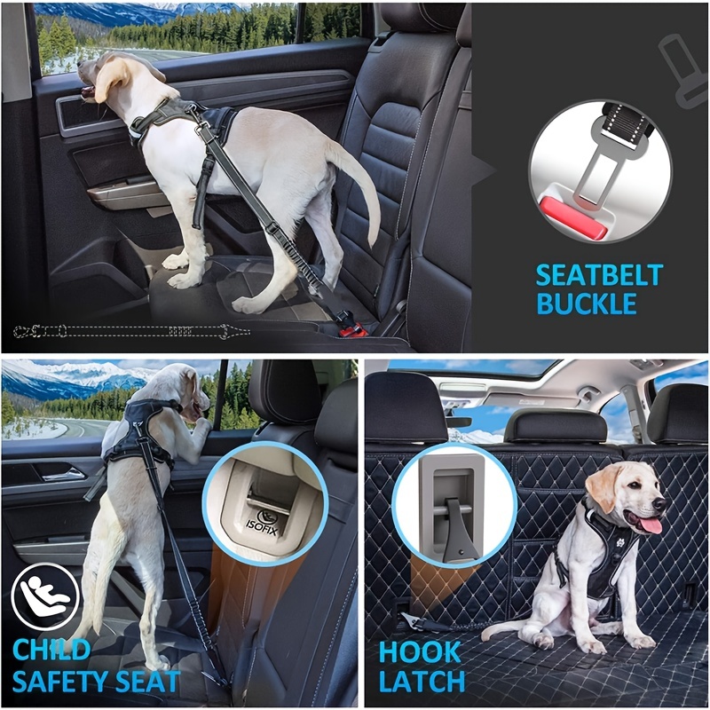 Harnais de ceinture de sécurité pour chien pour voiture Harnais de voiture  3 en 1 pour chiens Ceinture de sécurité réglable - Temu Canada
