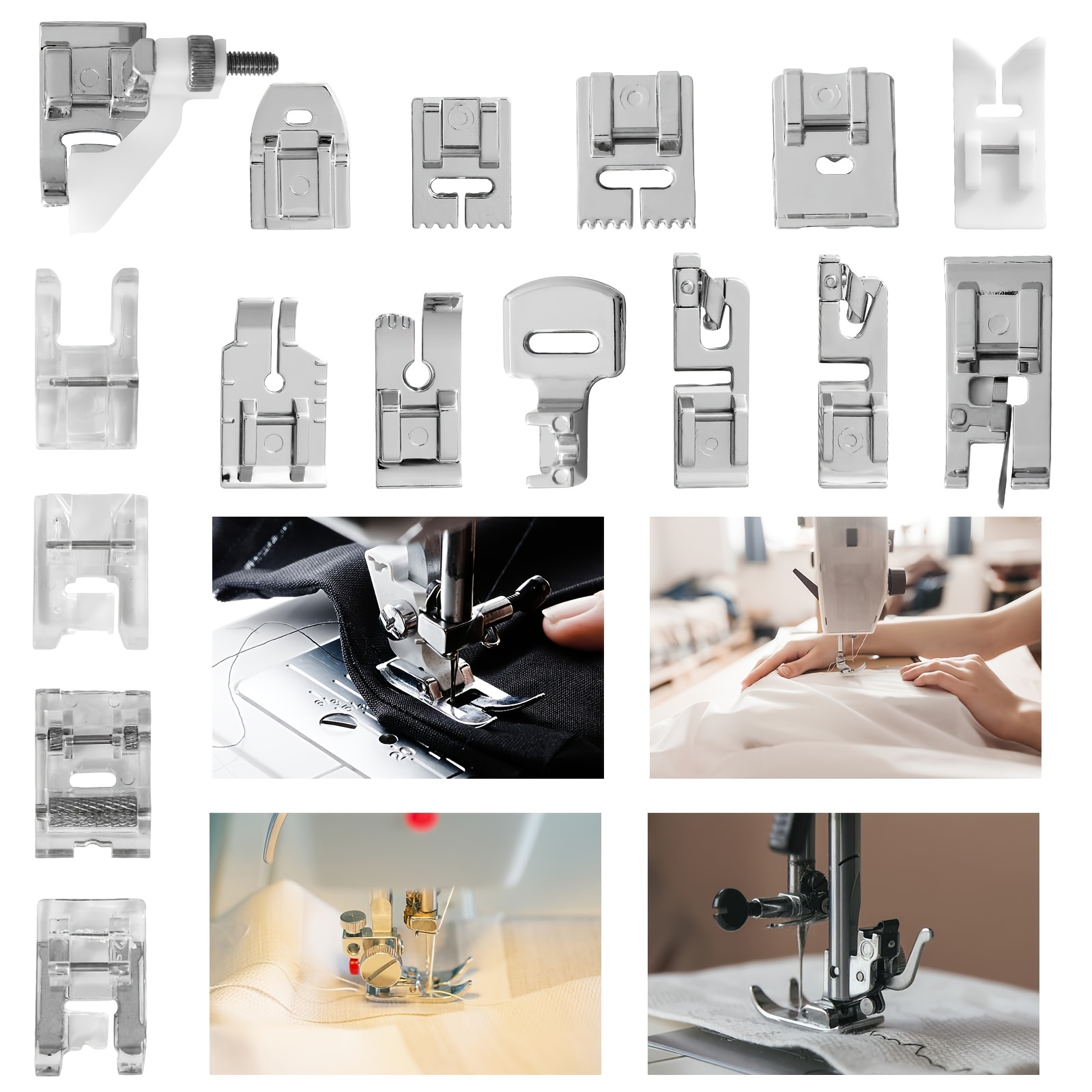 YEQIN 11 Pcs Sewing Machine Presser Feet Set for Low Shank Snap-On Sewing  Machine Singer, Brother, Janome, Babylock, Kenmore, Euro-Pro, White, Juki,  New Home Sewing Machines