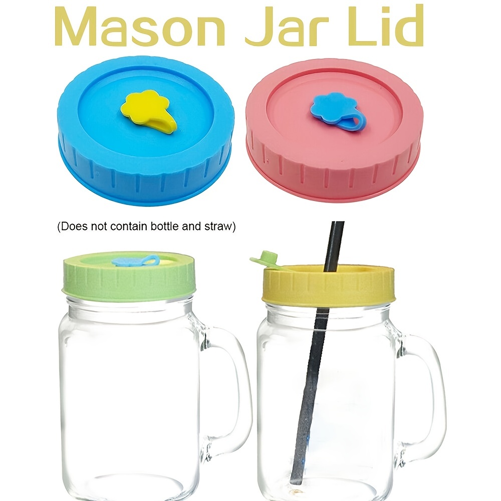 Universal Mason Jar Lids With Straw Hole 70mm Diameter Drinking Storage Cap  Wide Mouth Leak Proof