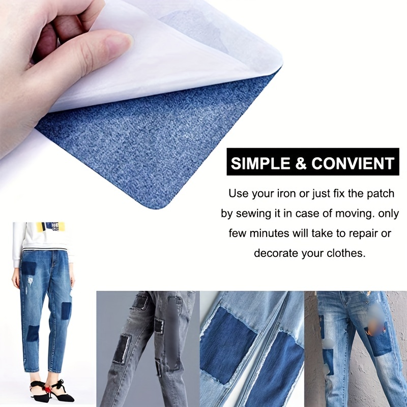 5Pcs Denim Iron on Denim Patches for Clothing Jeans Self Adhesive Repair  Fabric DIY Household Jeans Clothing Repair Jacket Decor - AliExpress
