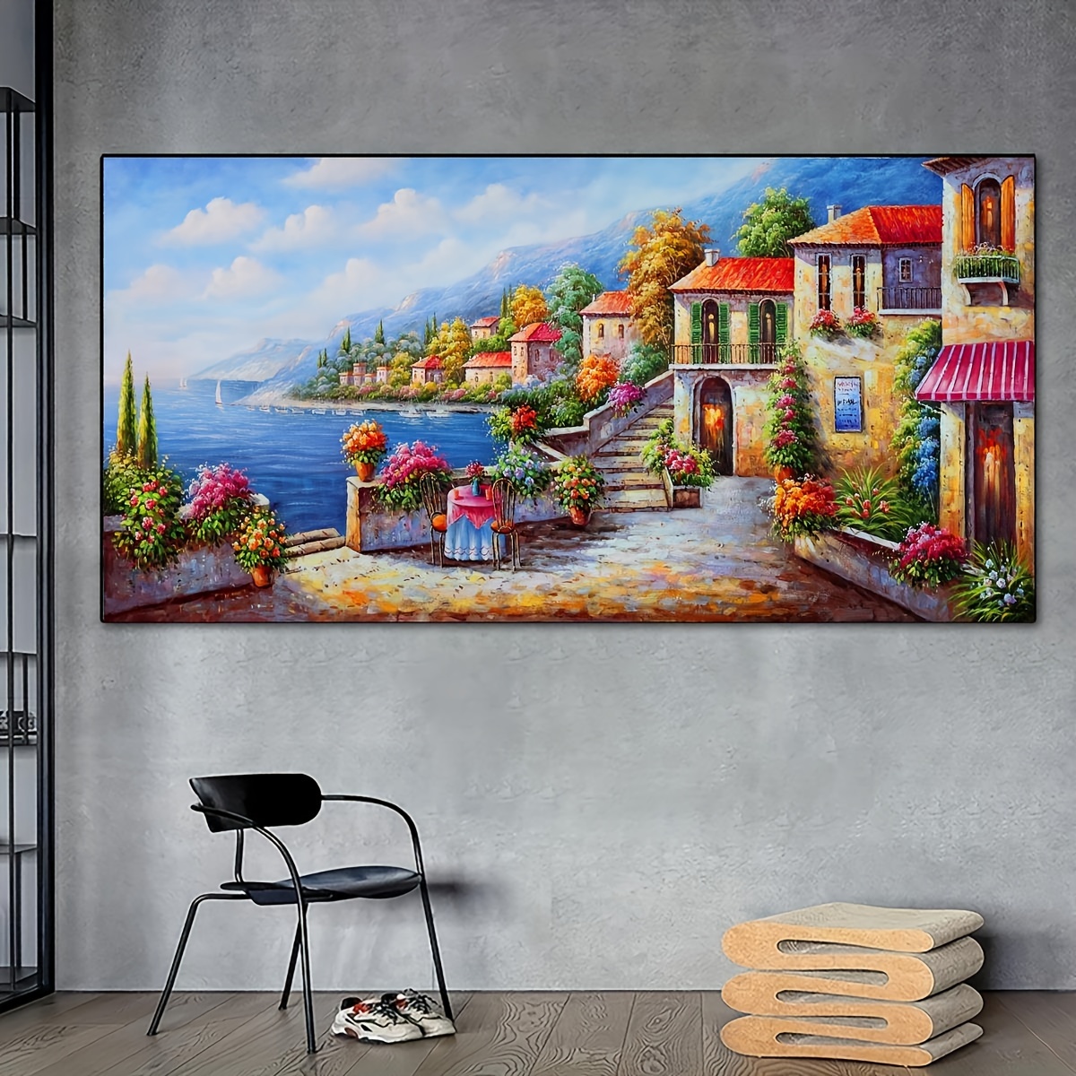 Poster Tela 1 Pezzo Pittura A Olio Europea Città Mare Arte - Temu