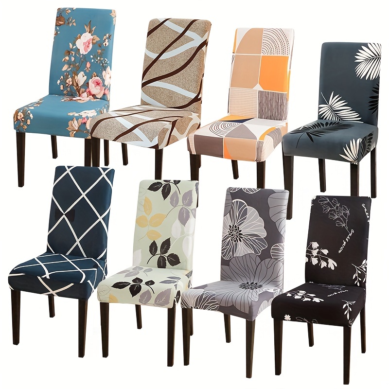 

4pcs/6pcs Printed Stretch Dining Chair Slipcover, Detachable Chair Protector Suitable For Living Room Hotel Dining Room Kitchen Home Decoration