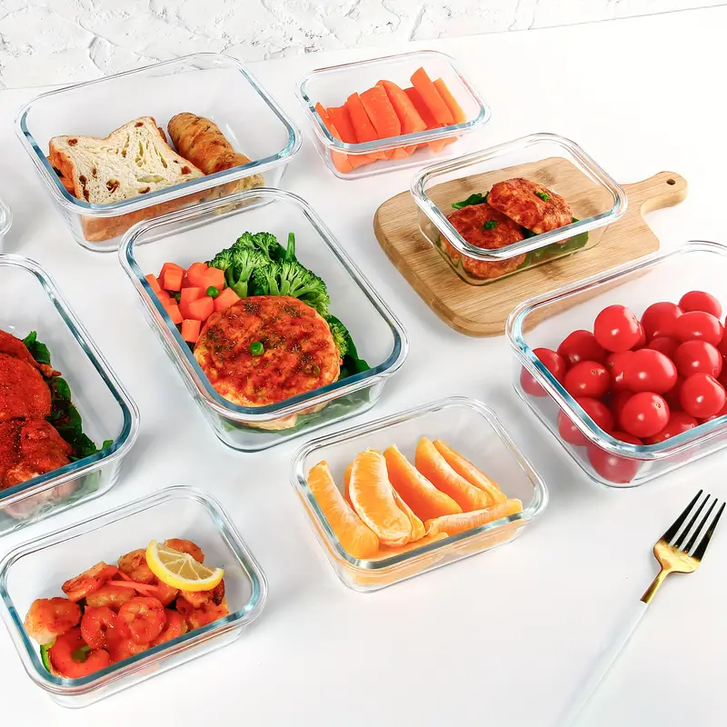 Glass Food Storage Containers Set With Leakproof Airtight Lids, Glass Meal Prep  Containers, Lead Free, Microwave, Oven, Freezer And Dishwasher Safe, For  Meal Prep, Lunch And Portion Control, Kitchen Accessories & 