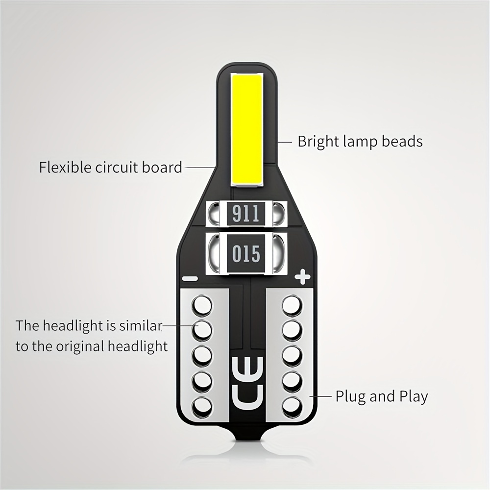 Briteye Bombillas T10 W5W LED 6000K Luz Blanca Bombilla Posición LED  Matricula LED (2pcs) : : Coche y moto