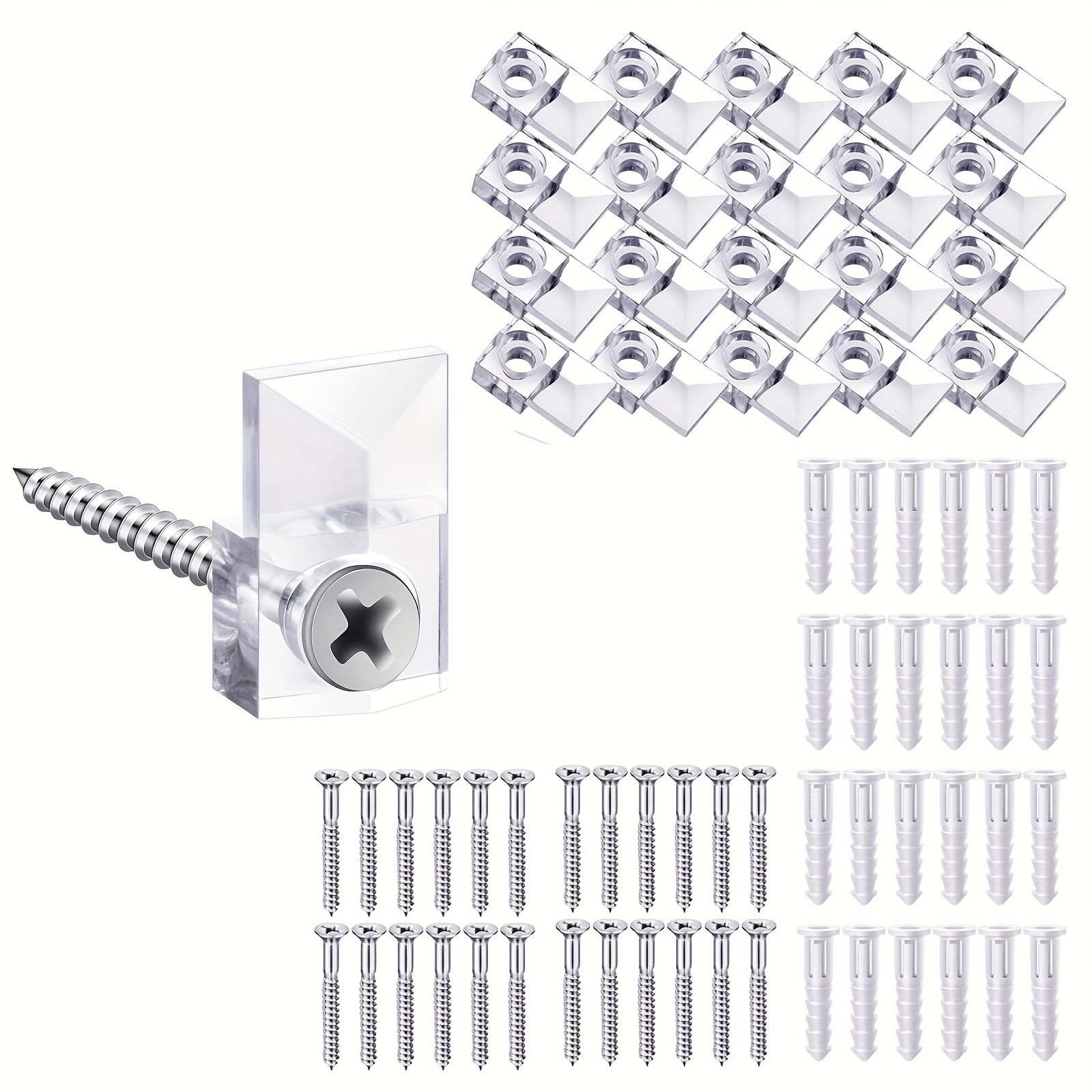 Mirror Holder Clips Kit Crystal Clear