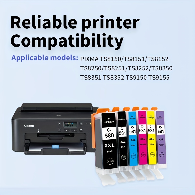  Replacement High Yield Ink Cartridge Compatible for Canon  CLI-581XXL Ink Cartridges Compatible for Canon Pixma TR7550 TR8550 TS6150  TS6151 Printers Combo Pack : Office Products