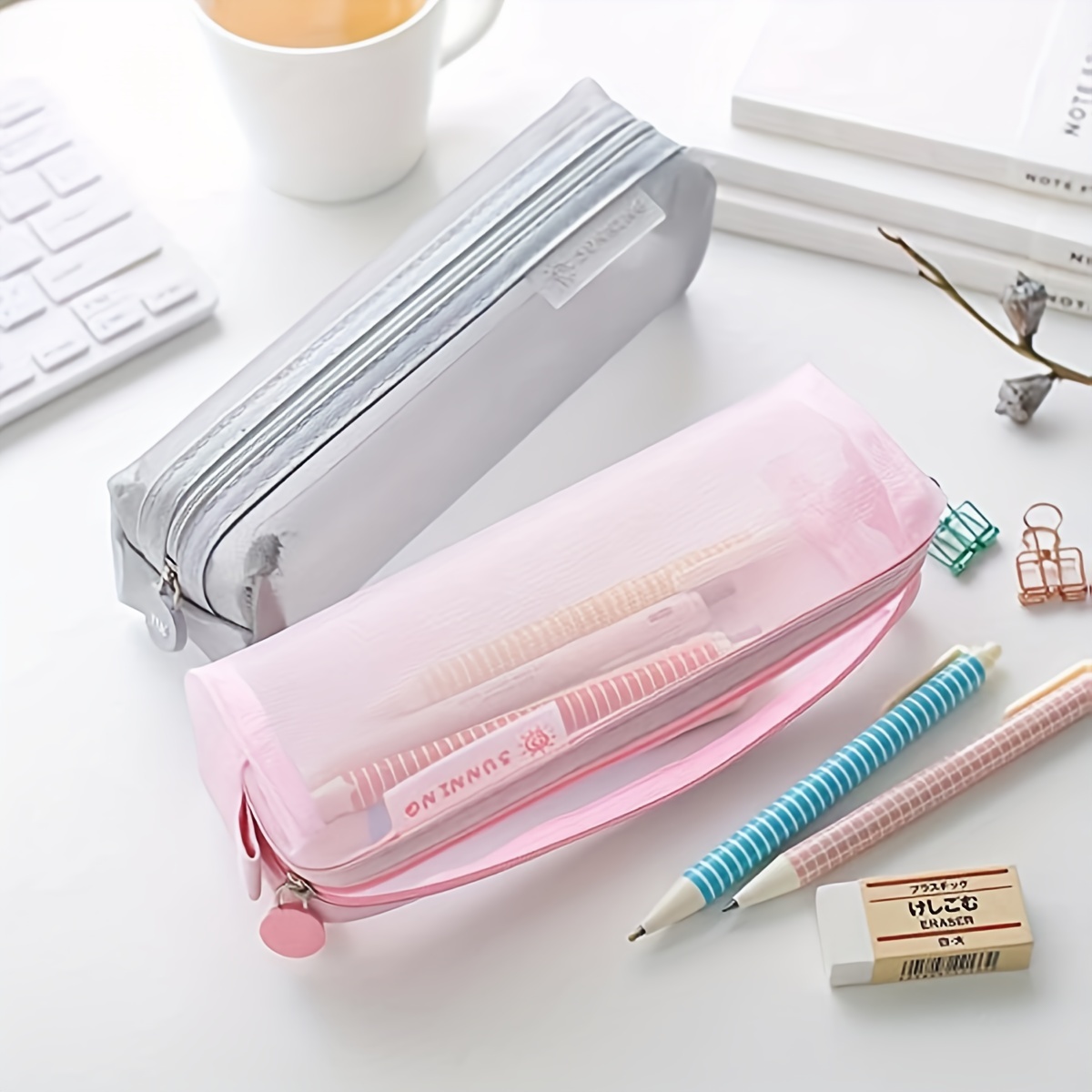 Mesh Pen Case Pink A