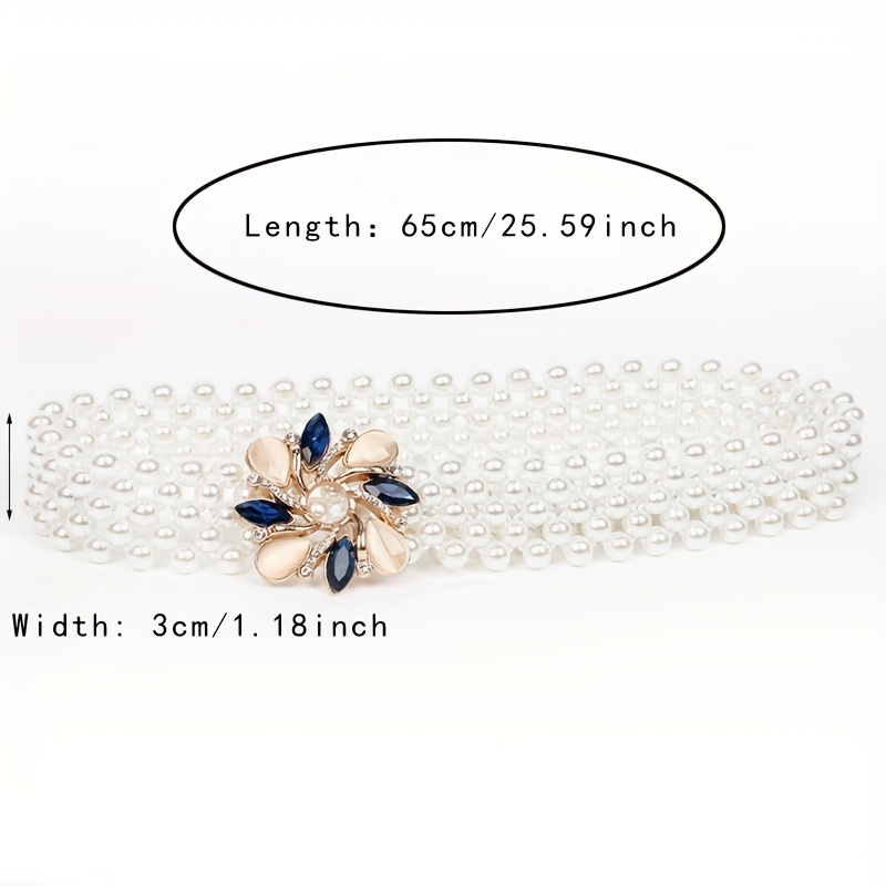 Elastic Pearl Belt for Women Rhinestone Crystal Wedding Bridal Belt Waist  Chain